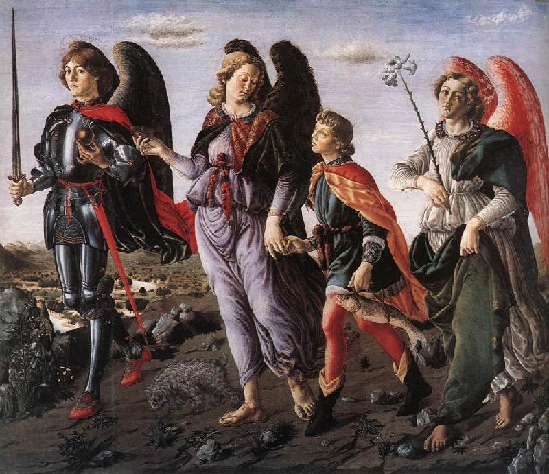 BOTTICINI, Francesco The Three Archangels with Tobias f China oil painting art